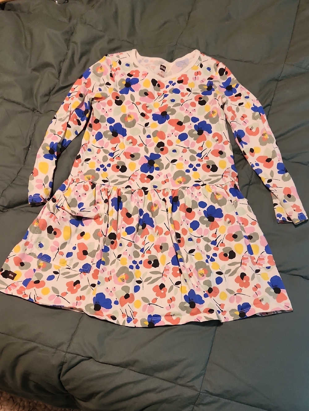 Tea Collection Girls' Floral Long-Sleeve Dress - Pink, Blue, Yellow